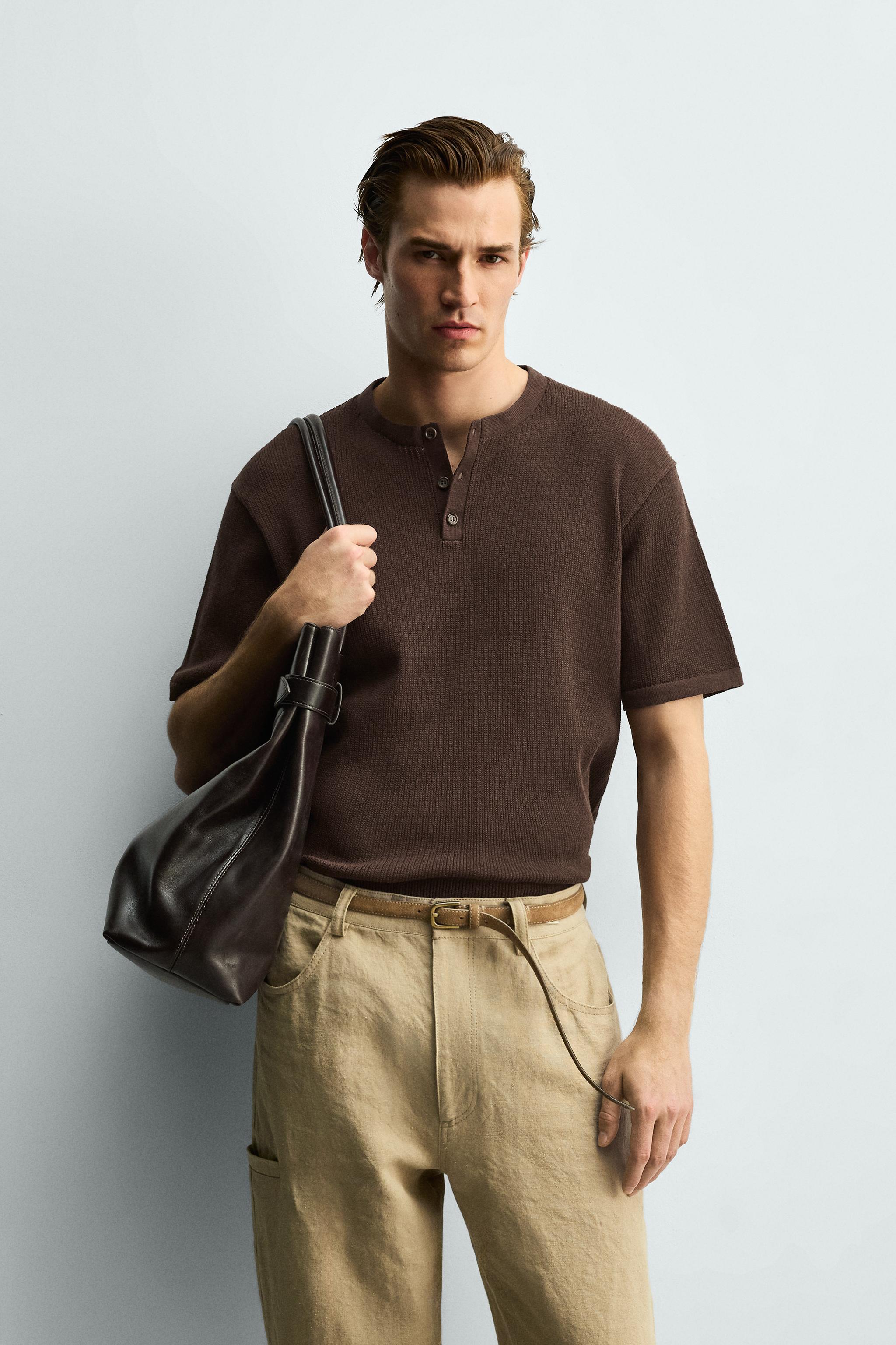 KNIT HENLEY SHIRT COTTON - LINEN